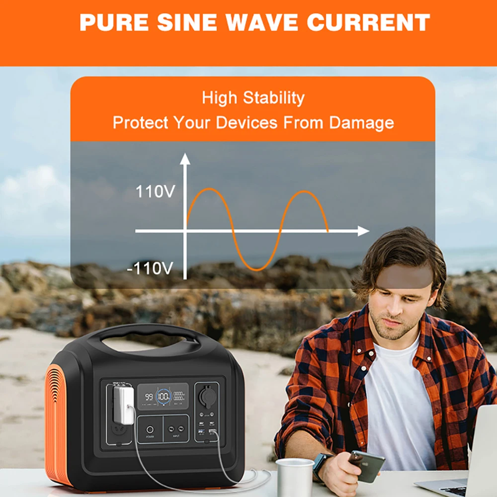Factory Supply Backup Charger Camping LiFePO4 Battery 110V Emergency AC DC Solar Generator 220V Portable Power Station 1800W