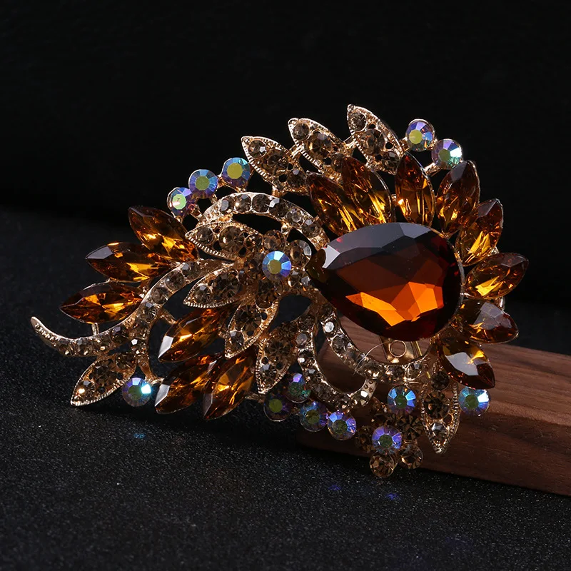 DAIHE 2024 New Arrival High Quality Wedding Bridal Brooch Pin Crystal Rhinestone Brooch