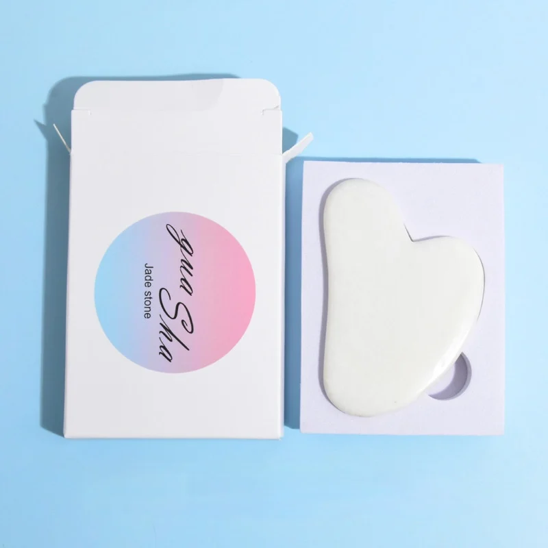 Wholesale Custom Logo Facial Massage Gua Sha Tool Jade Massager Set white Xiuyan Guasha Stone Jade For Face