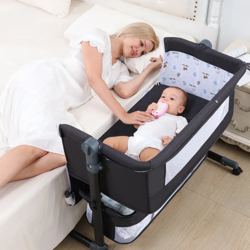Wholesale High Quality Newborn Bedside Crib, Potable Baby Bedside Sleeper, Baby Cot Bed Crib with Canopy and Mosquito Net