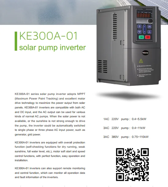AE300 three phase 380v 415v 440v 460v 11kw 15hp DC-AC inverter to control AC solar pump