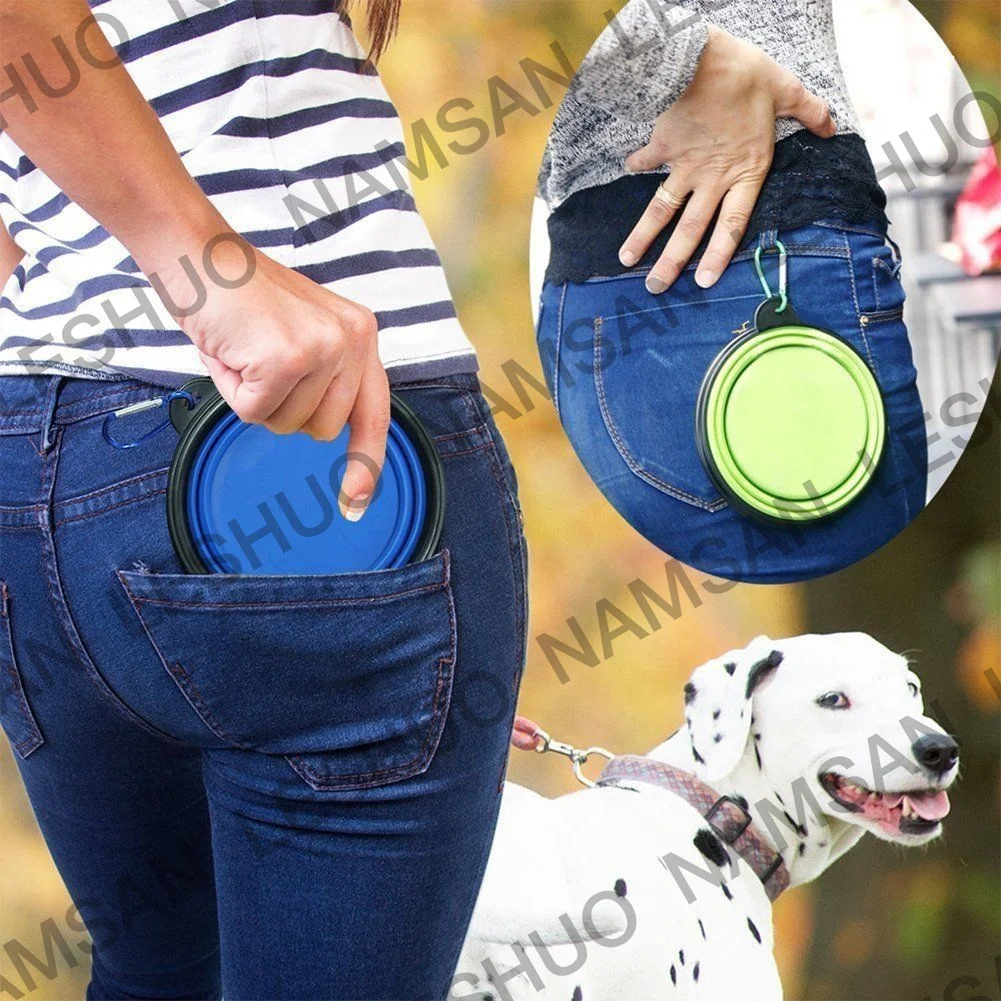 Portable Collapsible Pet Cat Dog Food Foldable Silicone Dogs Travel Drinking Bowl Water and Food Feeder Bowl