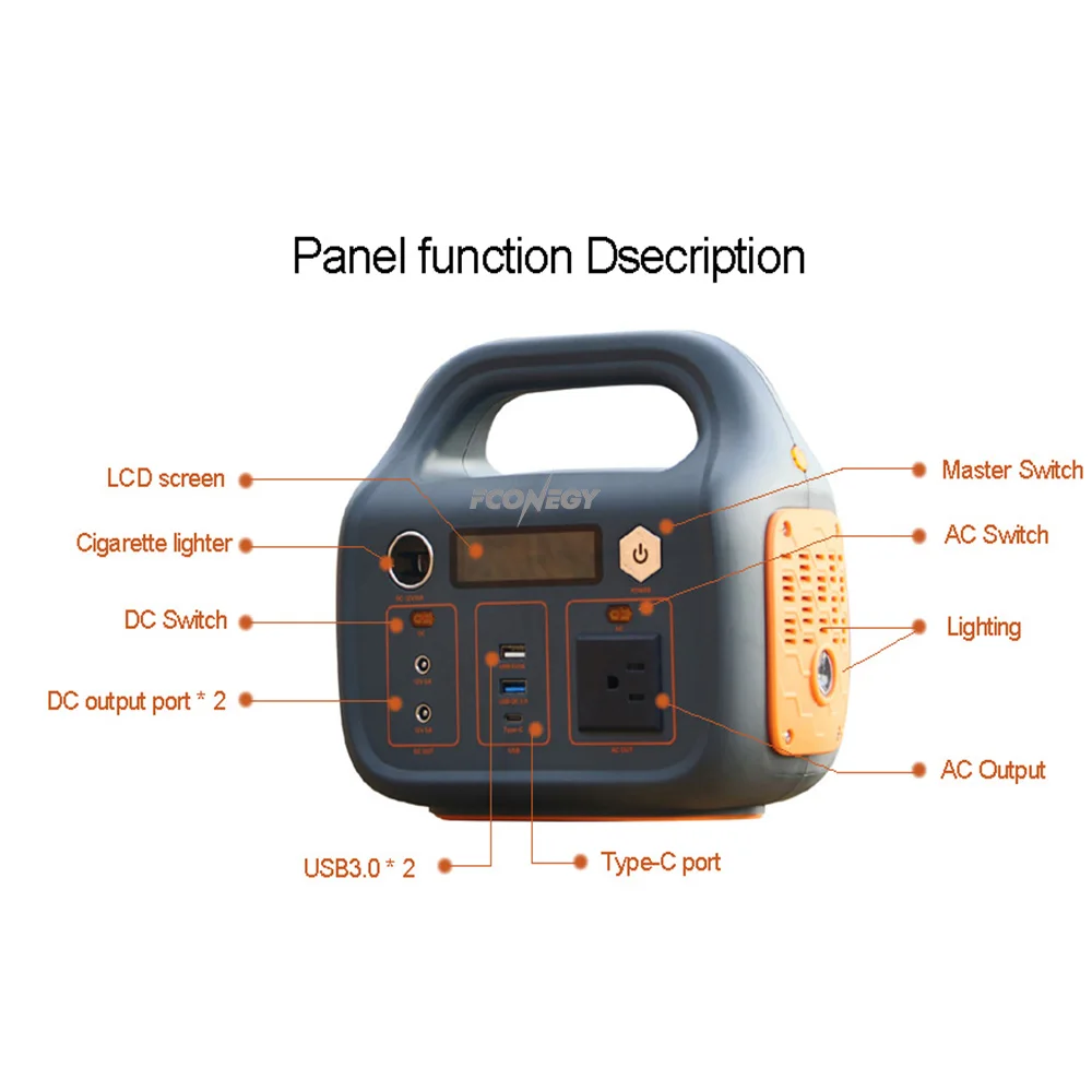 FC-P300 300W outdoor Power Station AC/DC Outputs Portable  Mobile Camping Battery Portable Solar Generator Power Station