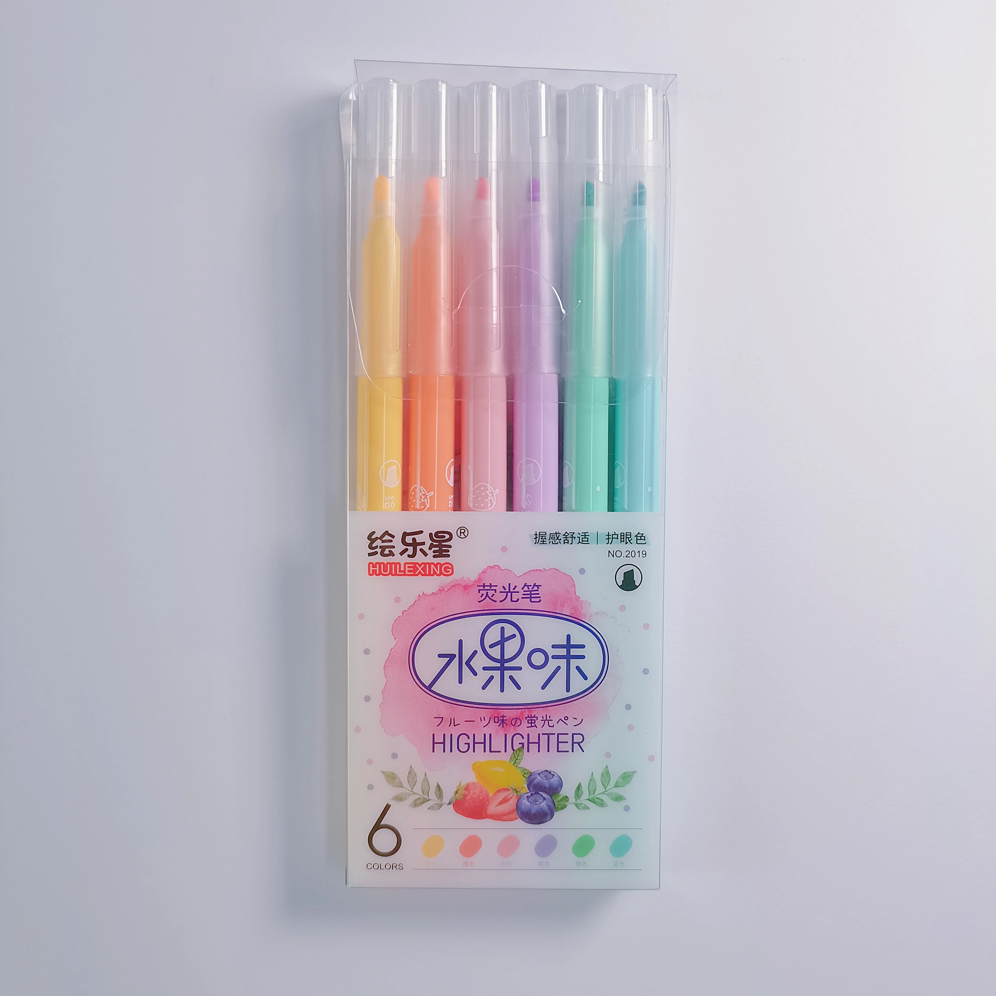6 Pastel Colors Fruit Scented Highlighter Non-Toxic Ink Felt Pen Art Washable Fiber Tip Water Color Pen for Student and Children