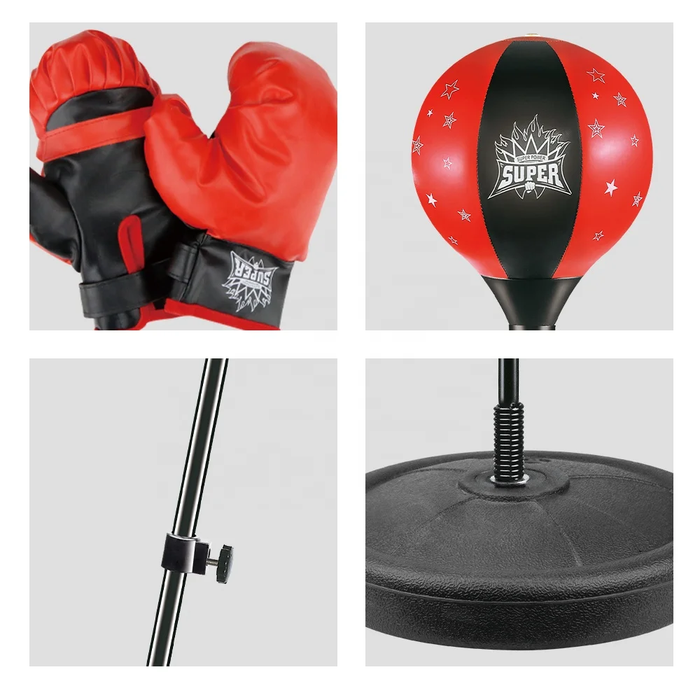 Kids Exercise Trainer Sport Boxing Toy Sets with Boxing Gloves & Height Adjustable Stand Kids Punching Bag Set Toy Indoor Toy