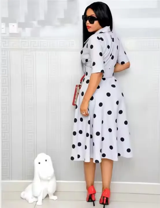 XINYU 2024 Plus Size Dresses White Elegant Office Dresses Women Polka Dot Wholesale Summer Dresses Women Ladies