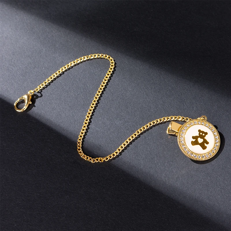 Custom Bling Luxury Pacifier Gold Bear Infant Silicone Orthodontic Clear Baby Pacifier Nipple Sleep Soother 0-12 Months