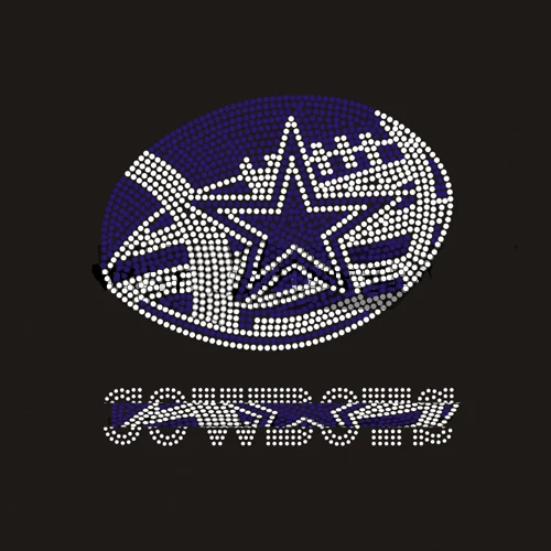 OEM Factory price Custom Crystal Bling Rhinestone Dallas designs  Iron on Transfer hotfix Motif for Clothes shirt