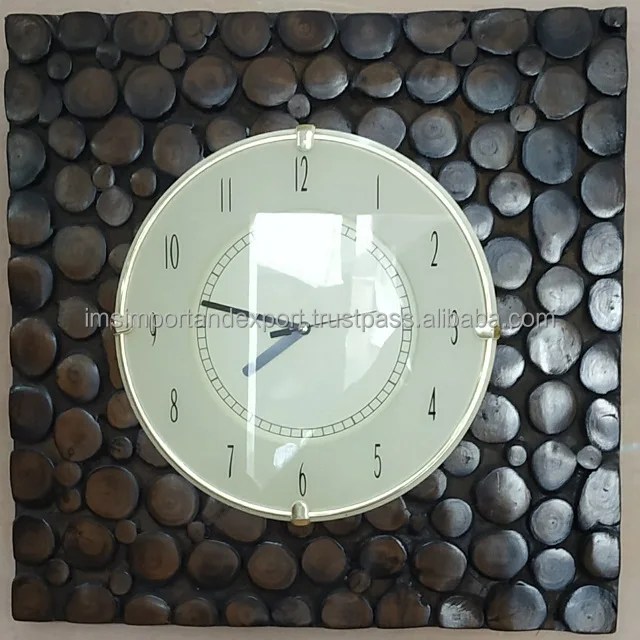 
Face Vintage Wall Decor Clock High Selling Lyptus Wood Carving Wooden Squire Shape Wooden Wall CLOCKS Quartz Living Room Support 