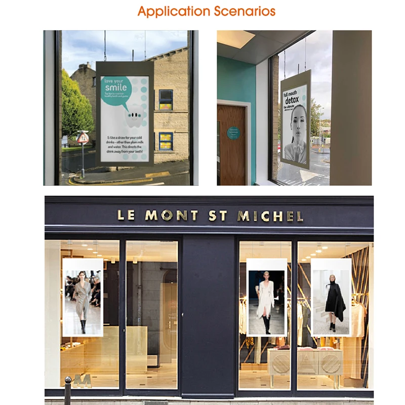 Samidisplay 43 inch High Brightness Window Shopping Lcd Display Double Sided Hanging Display Digital Signage