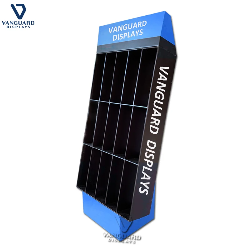 Custom Corrugated Paper Cardboard Display Floor Rack Stand for Home Decor, Toy, Stationery Promotional Event