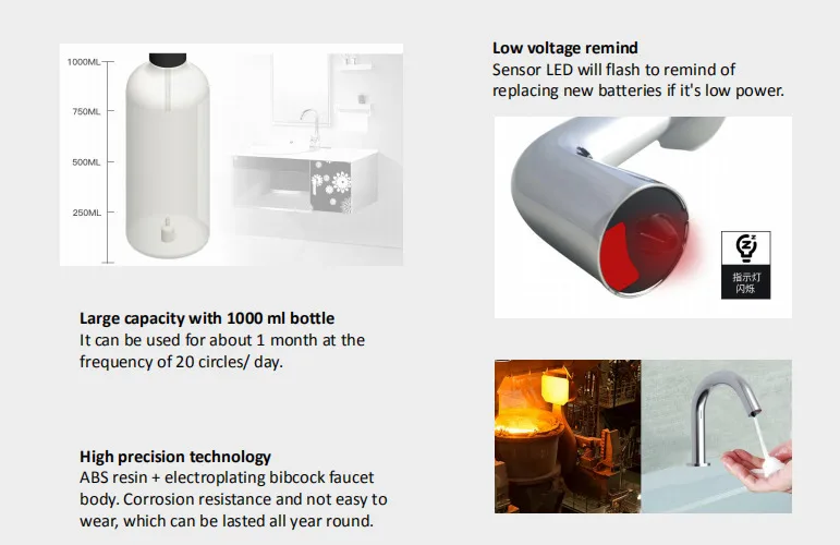 Beautiful Design Automatic Foam Soap Dispensers Smart Electric Touchless Sensor Foam Dispenser with IR sensor