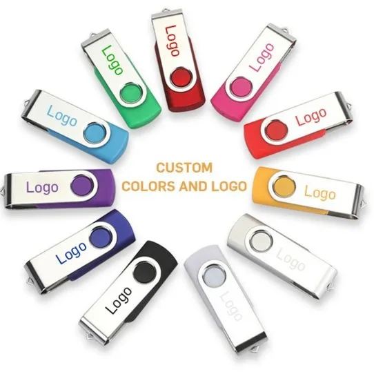 Hot Sale OEM Colorful Metal USB Flash Drive USB 2.0 Swivel USB Hard Drive 1GB to 128GB for promotional business gifts