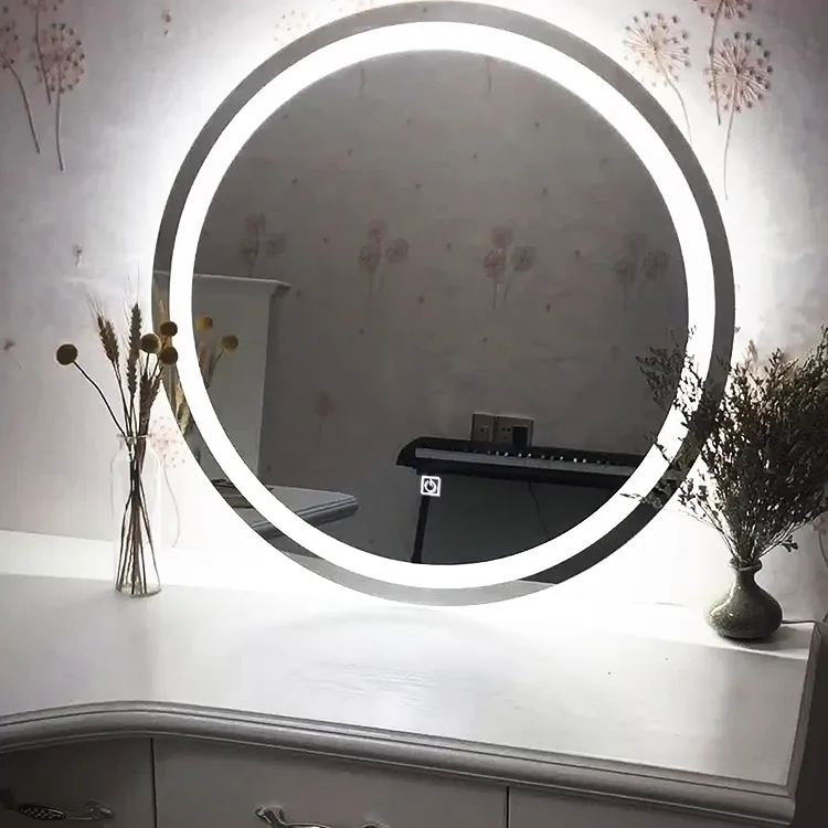 
New Arrival Factory Direct Wall Touch Screen Anti Fog LED Lights Round Smart Bathroom Mirror With Lights 