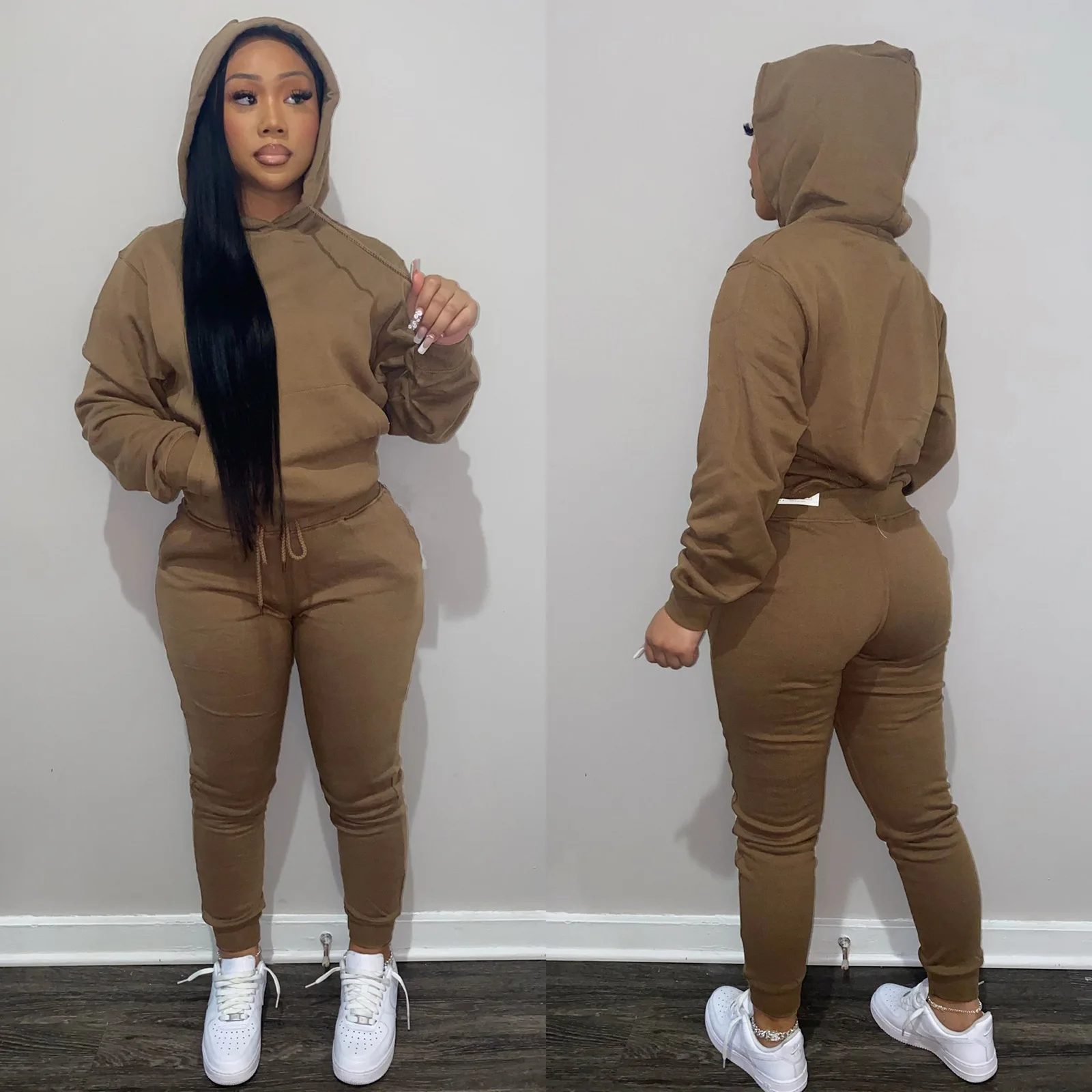LW8197 - Custom tracksuit jogger pants set 2021 thick sweatsuit women winter clothing 2 piece sets