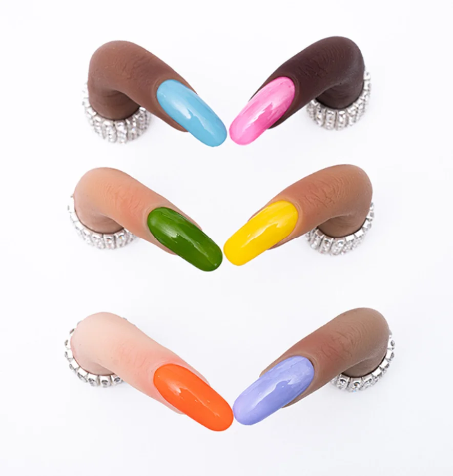 Nail art silicone practice hand model with joint bendability matching practice nail silicone fake finger model