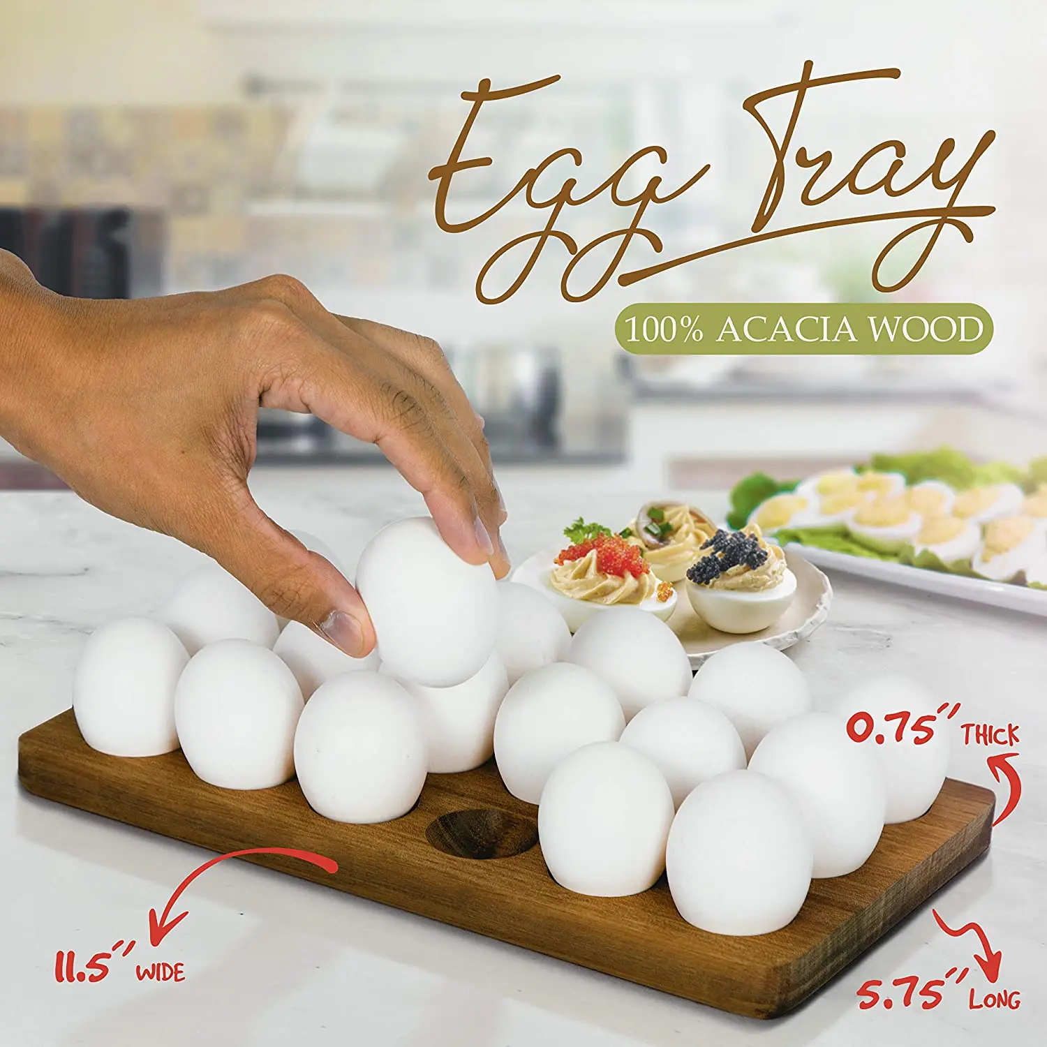 Custom Counter Top Egg Tray Wooden Egg Holder for Eggs for Display or Storage