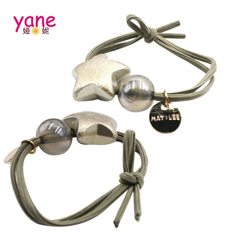 Korean Hair accessories about elastic rubber bands with bead and star decoration