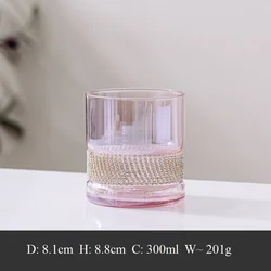 Water Glass Cup Pink Crystal Wedding DIAMOND Heavy Bottom Whiskey Water Drinking Tumbler Cup