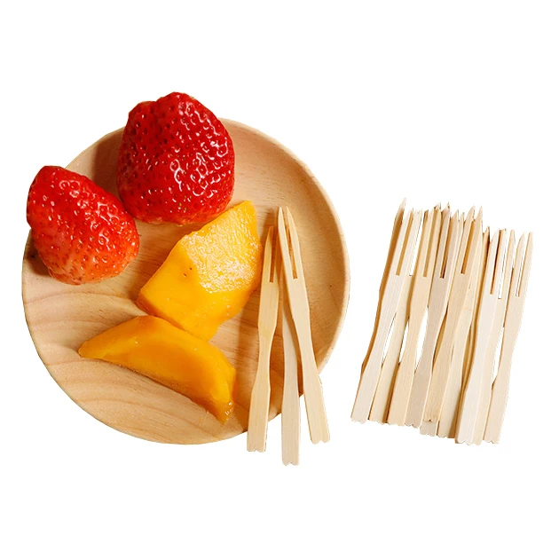 Customizable Logo Mini Fruit Forks Disposable Mini Fork Wholesale Natural Food Picks