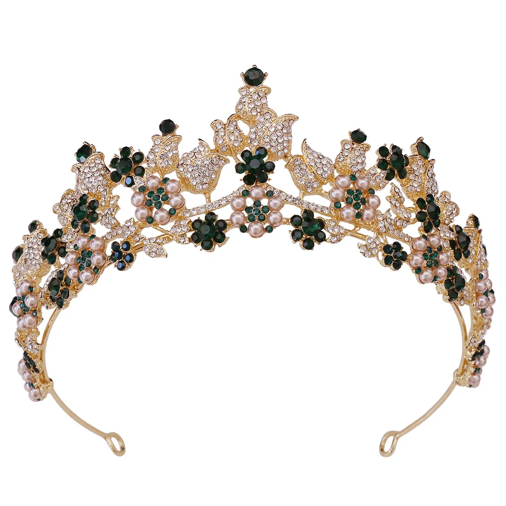Fashion Bride Tiaras And Crowns Yiwu Artificial Rose Flower Tiara Crown Real Princess Tiaras And Crowns