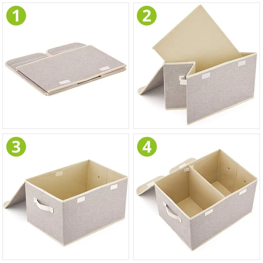 Collapsible 3 Packed  Large Storage Boxes Fabric Foldable Storage Cubes Bin Baby Nursery Toy closet organizer Household Storage