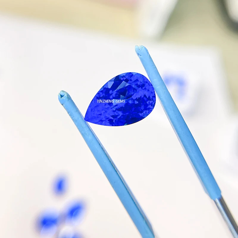 Custom Spinel Lab Grown Gemstone Ring Pendant Jewelry 5*7mm Pear Cut Blue Cobalt Spinel