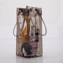 Custom brand logo Wholesale printed Bottles champagne bags Cooler Clear Black Plastic PVC Ice Bag For Wine