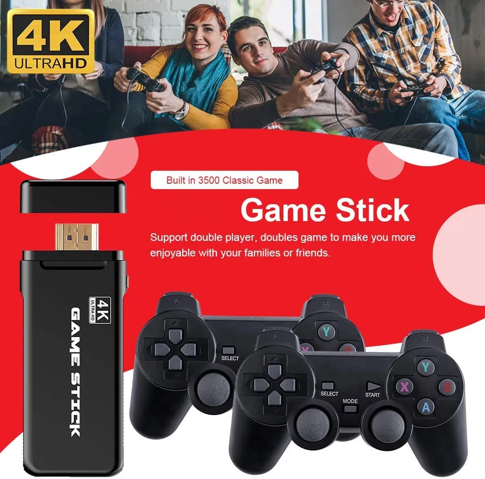  USB беспроводной игровой консоли Stick 2 4G геймпад выход dvd плеер встроенный 3500 классические игры 8 бит мини