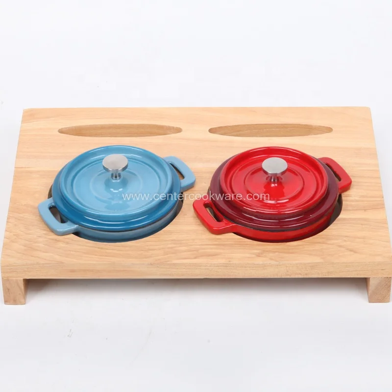 Customize design utensils kitchenware Round Heavy Double Ear Cooking Dish stew cocotte Casserole Enameled Cast Iron Mini Pot