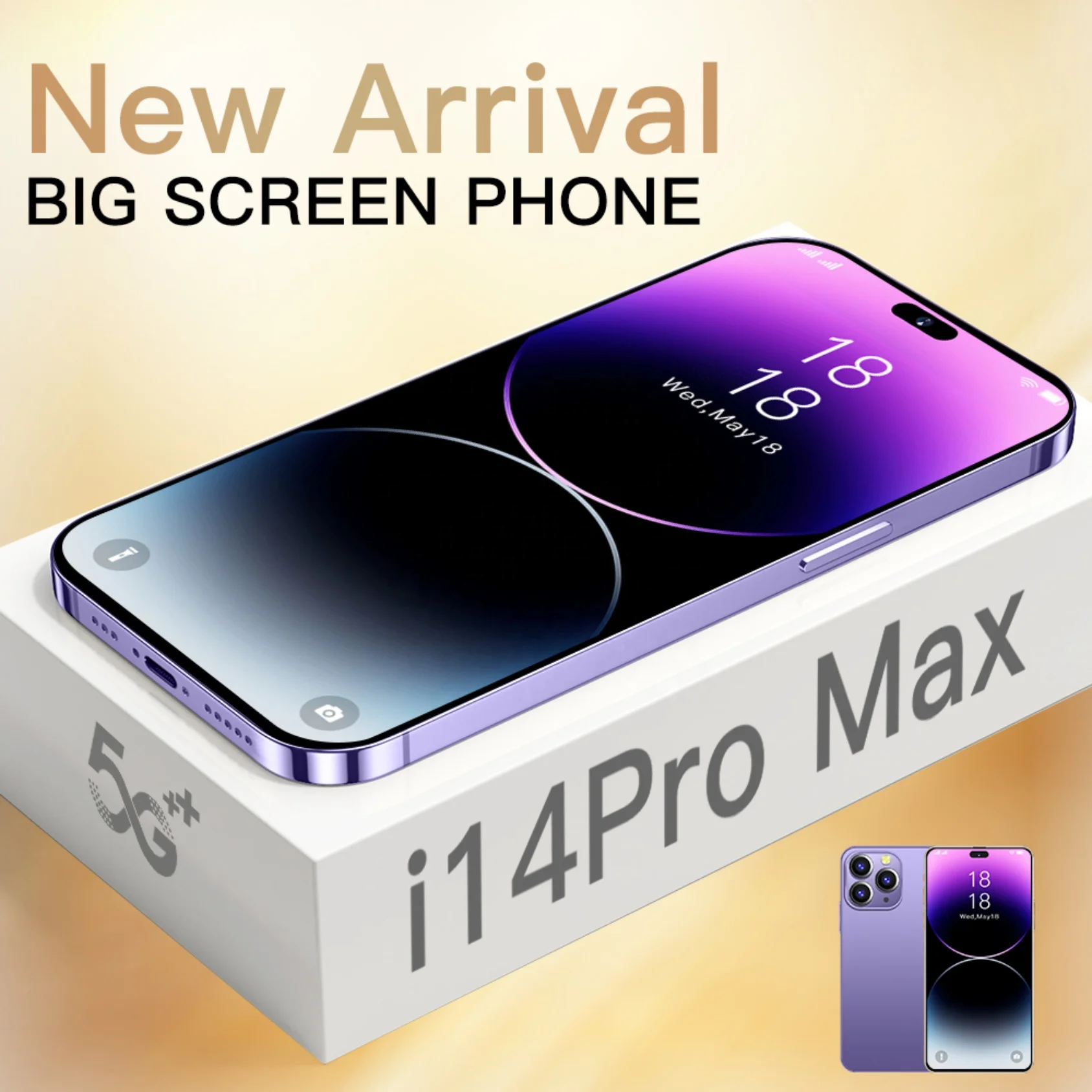 GoShop Hot Selling i 14 pro max cheap Android 10 Mobile Phone with 32MP+64MP HD Rear Camera OEM Smartphone