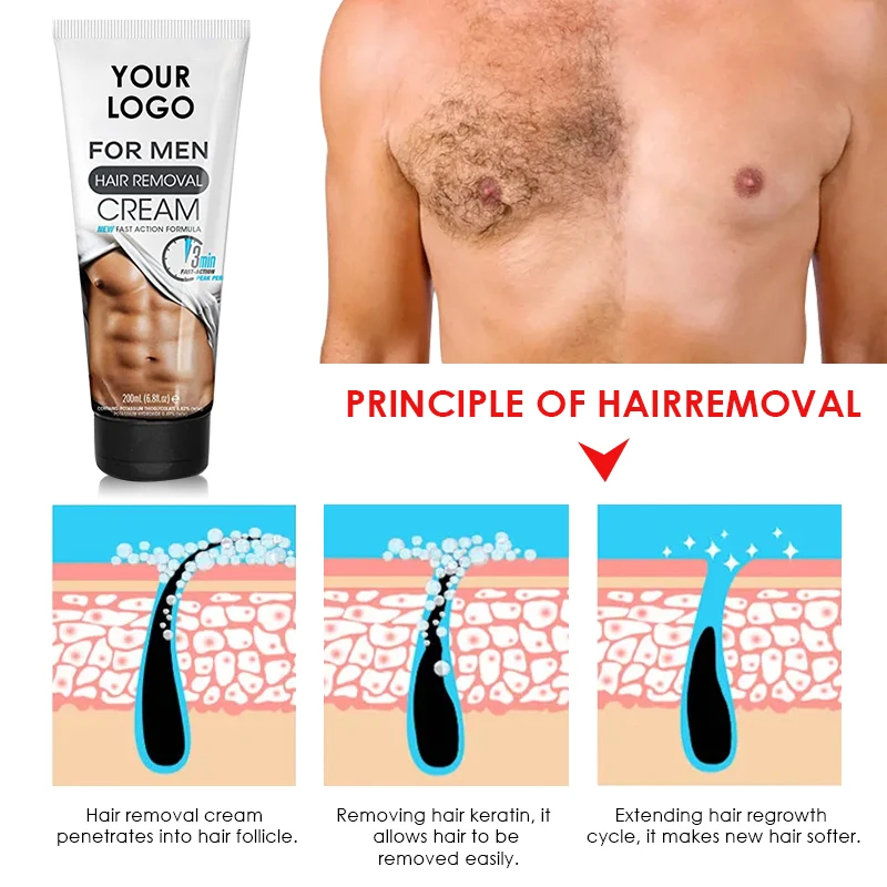 Custom Logo Wholesale Painless Body Hair Organic Removal Spray Hair Removal Depilatory Cream For Men