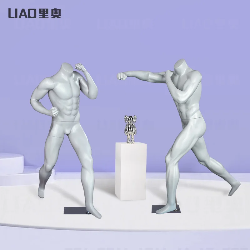 headless sports male mannequin used runs play ball games clothes dummy men black gray full body