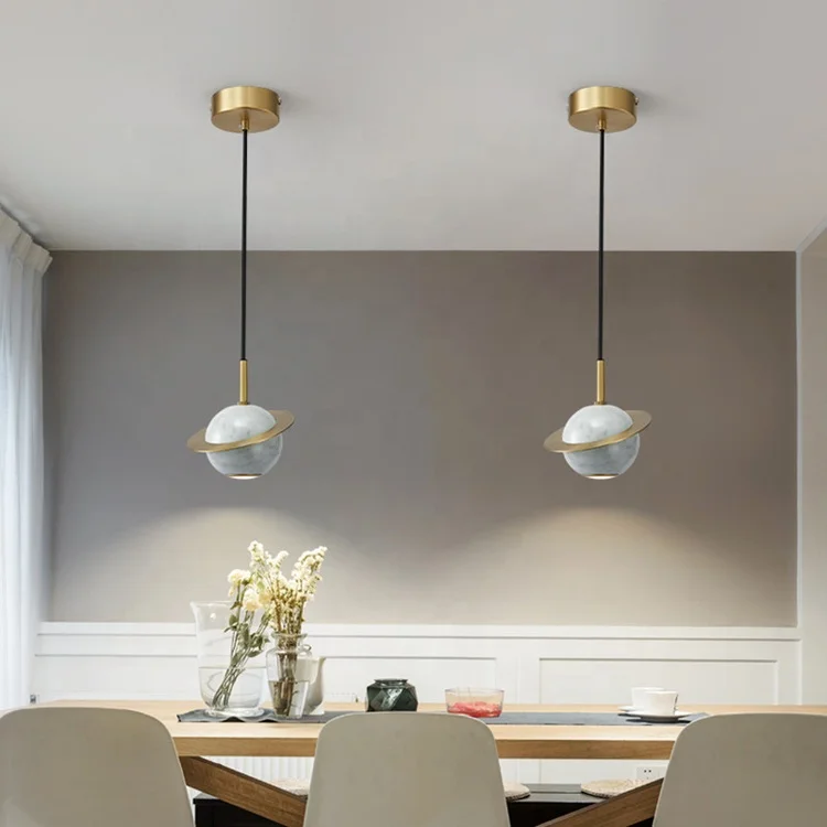 Planet marble living room modern hanging lights glass ball chandelier decorative pendant light JY9045