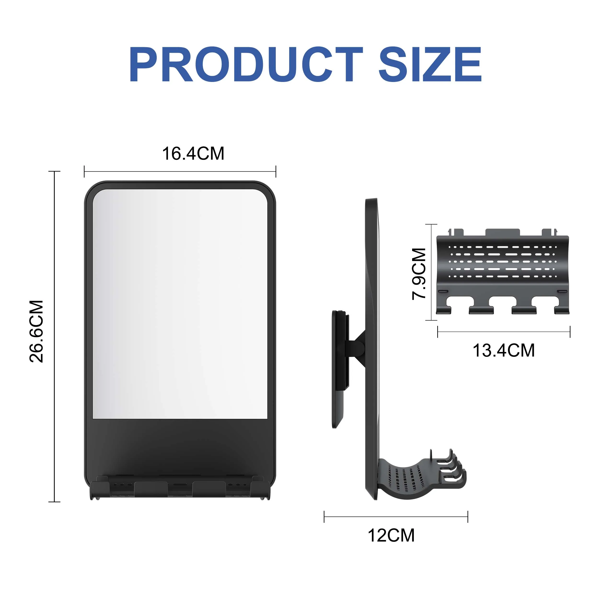 Upgraded Bathroom No-Drilling Razor Holder Adjustable Custom Logo Wall Mounted Anti Fog Makeup For Shaving Fogless Shower Mirror