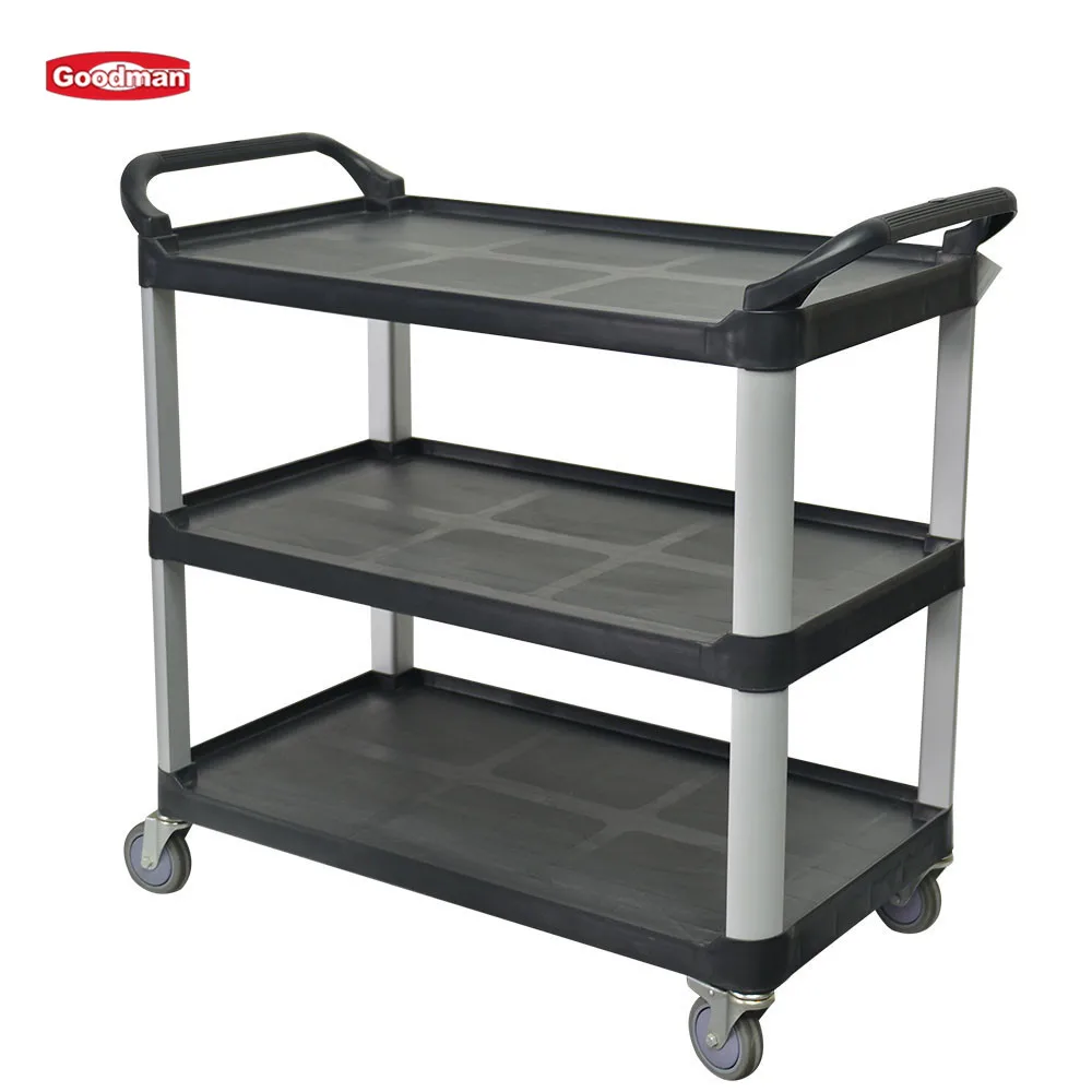 Commercial Hotel Restaurant Supplies Buffet Service Bus Cart Trolley Folding 3 Layer Food Trolly