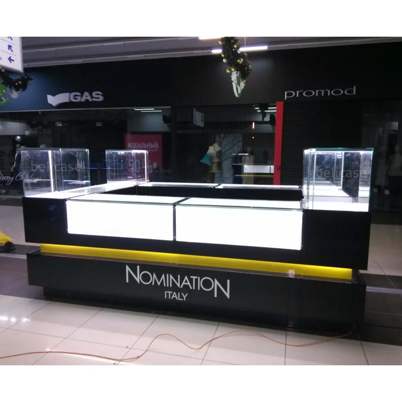 Tailor Made Jewelry Store Display Showcase with Lighting Jewelry Shop Glass Display Counter Mall Jewelry Kiosk for Sale