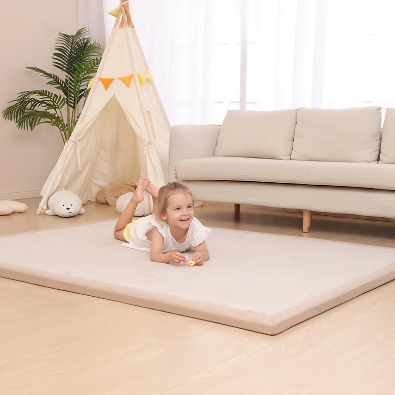 Home Kids Play Memory Foam Floor Mat Non Slip Area Carpet Soft Coral Velvet Baby Crawling Mat Japanese Tatami Area Kids Rug