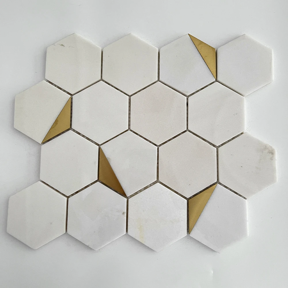 Wholesale Irregular Mosaic Hexagon Indoor Interior Wall Decoration Marble Carrara White Stone Mosaic Tiles For Kitchen Bathroom