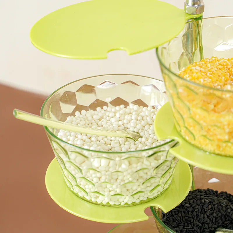 
standing type rotatable seasoning jar box Kitchen transparent plastic condiment storage box 