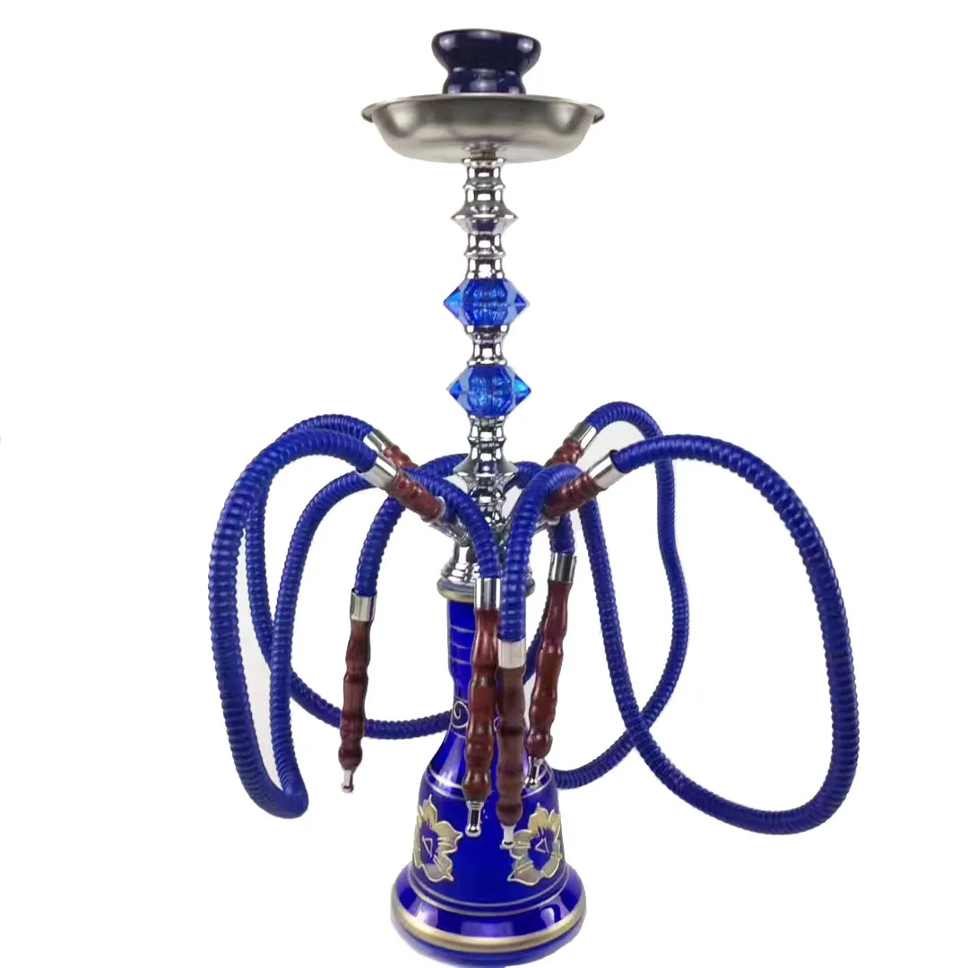Hintcan 53cm NEW 4 Hose Glass Hookah Shisha Pipe Set Chichas with Ceramic Bowl Charcoal Tongs Bar Accessories