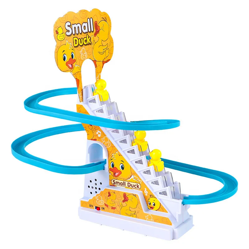 Preschool educational games slot toys Plastic Railway Game Set Duck Race Electric Slide Track Toys Game with small duck