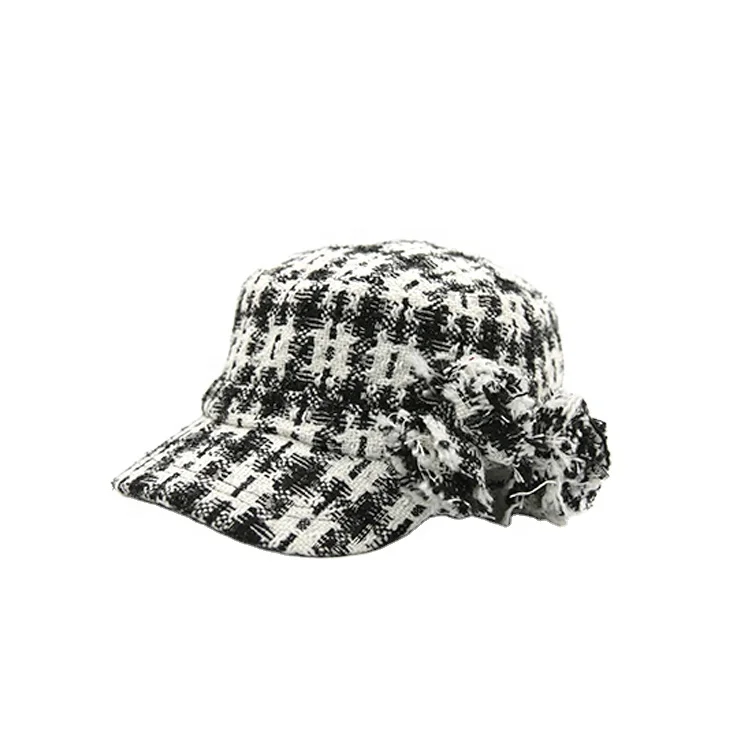 Custom Design Leisure Wool Felt Wide Brim Ladies White And Black Winter Fashion Hats Cap For Women