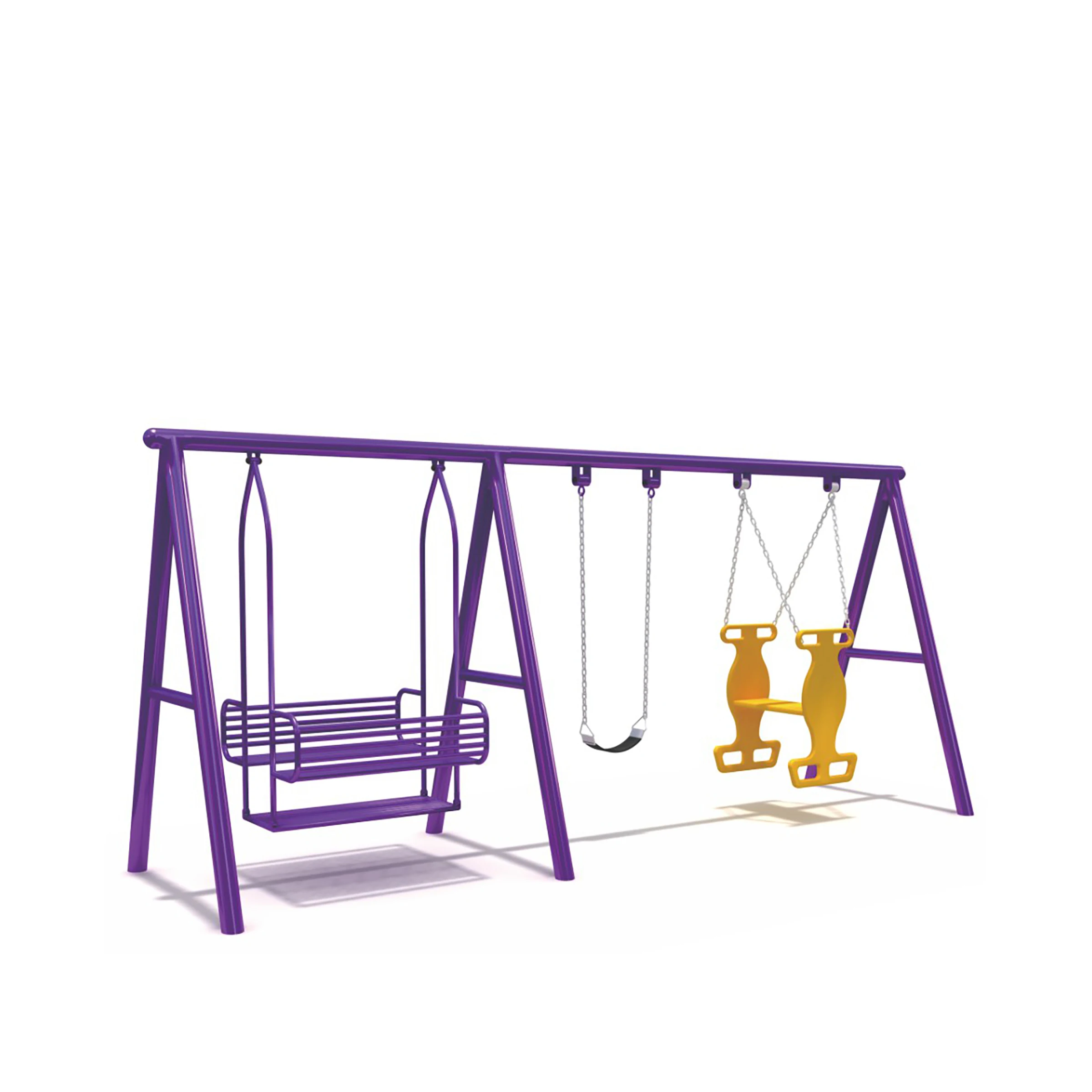 Kids metal outdoor playground swing with 4 seats
