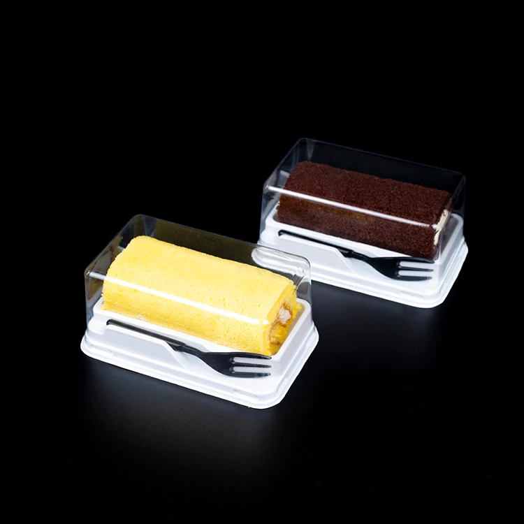 Food Grade Plastic Clear Mini Cake Box Packaging Cupcake Muffin Dessert Container For Bakery Pastry with folk