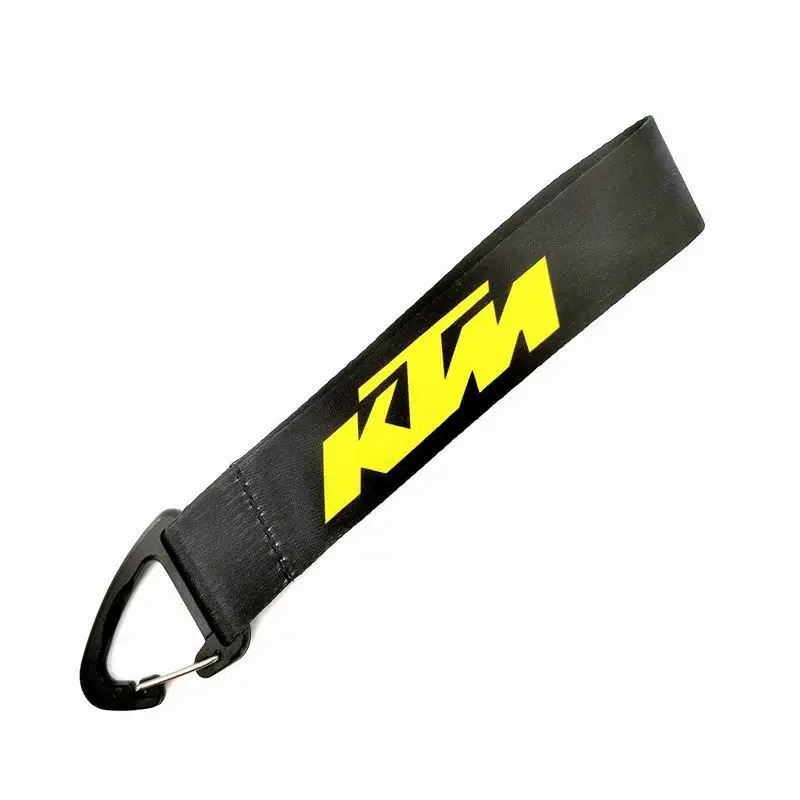 Custom Logo Brand Woven Embroidery Key Tag Customized Fabric Car Motorcycle Lanyard Keychain Strap
