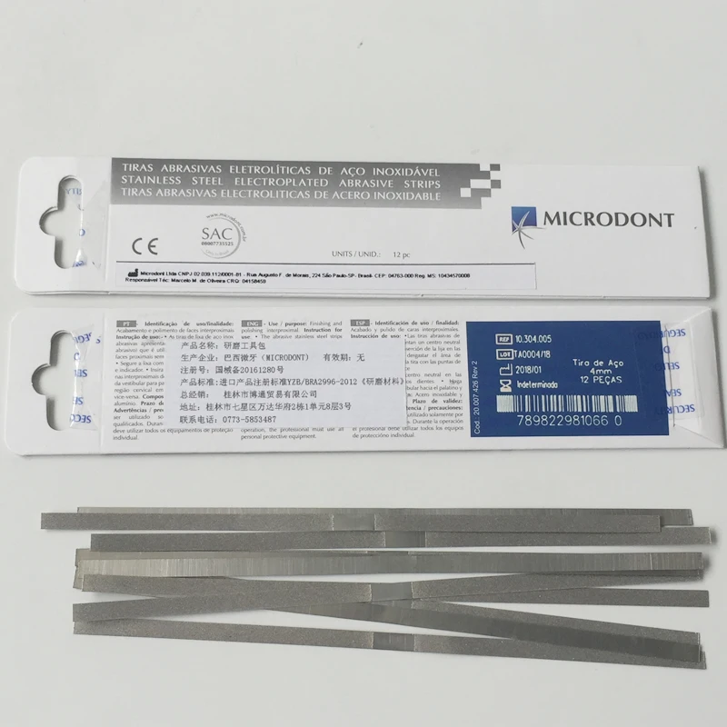 CE Approved Microdont Dental Polishing Strips Stainless Steel Abrasive Strip  4,0mm #10304005 12pcs/pack