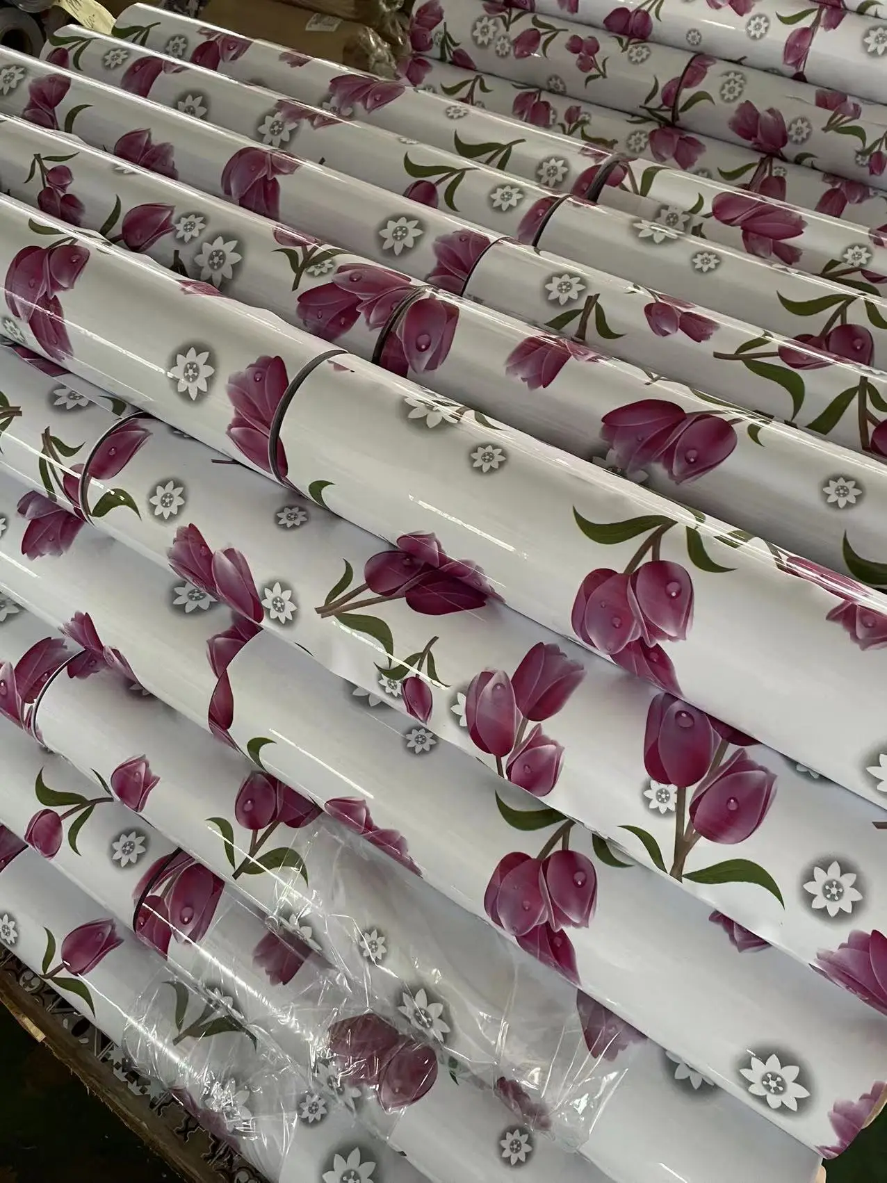 1.0mm-2.0mm Thick Clear Transparent Flower Printed Full Color PVC Tablecloth PVC Film