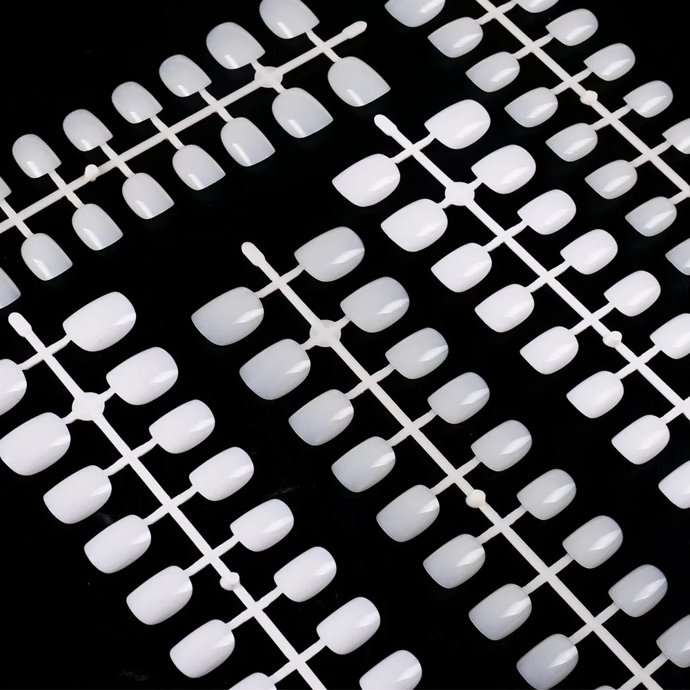 120 Pieces False Nail Tips natural Acrylic Short Full Cover Fake Nails Short Round White False Nails
