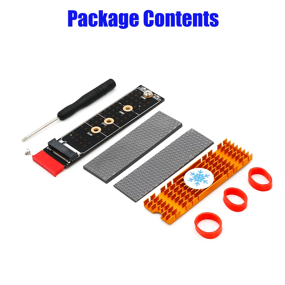 For NVME Adapter Card for NGFF M.2 M Key to PCI-E 1x PCI Express Raiser Extension with Heatsink Vertical Support 2230-2280 SSD